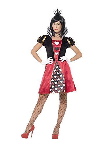 Smiffys 45490 - Disfraz de Reina Cardada para Mujer, Vestido, Corona y Guantes, Rojo/Negro