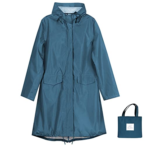 Anyoo Chubasquero Impermeable con Capucha para Mujer, Poncho de Lluvia Largo y Ligero para Aire Libre