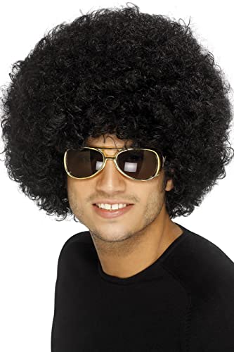 Smiffy's 42017 Funky Afro - Peluca de los 70, 120g, color Negro, Tamaño único