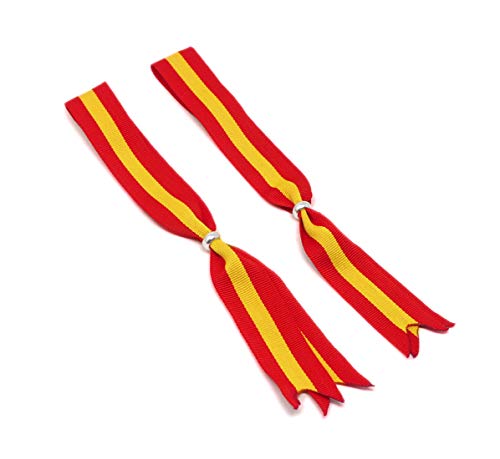 Cinta España Pack de 2 Cintas para Colgar en el Retrovisor del Coche Adorno Colgante Espejo Interior Automóvil Colores Amarillo y Rojo Colores de la Bandera de España