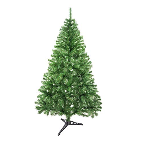 Solagua Árbol de Navidad Artificial Abeto de Hoja Espumillón 120-210cm Arboles C/Soporte Plástico (Verde Brillo, 120cm 184Tips)