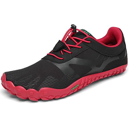 SAGUARO Zapatillas Minimalistas Barefoot Hombre Mujer Zapatos deTrail Running Ligeras Antideslizante Escarpines Deportes Acuáticos Cómodas Calzado de Correr en Montaña, Rojo, 42 EU