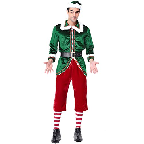 Stecto Disfraz de Elfo para Navidad, Disfraz de Duende de Navidad para Hombres, Elfo navideño Santas Little Helper Ladies Disfraz de Navidad, para Navidad, Carnaval y Cosplay