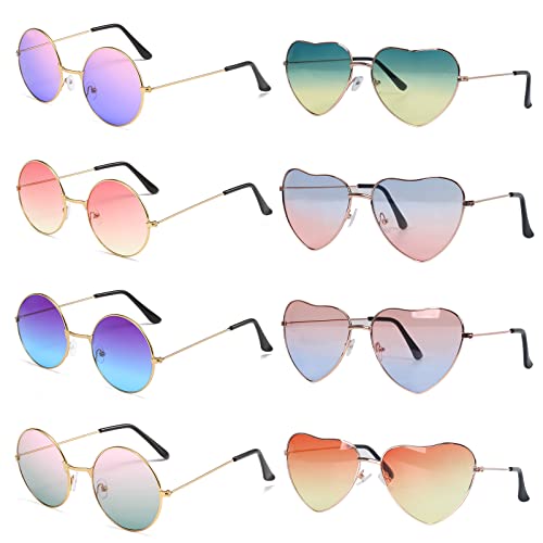 SLFYEE 8 Pares Gafas de Fiesta Divertidas Gafas Corazones Fiesta Niños y Adultos Gafas Despedida de Soltera Gafas de Disfraz Divertidas para Fiesta de Cumpleaños Disfraces Festival