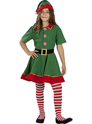 Funidelia | Disfraz de elfa navideña para niña Elfo navideño, Navidad, Duende navideño - Disfraces para niños, accesorios para Fiestas, Carnaval y Halloween - Talla 5-6 años - Verde