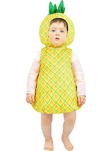 Funidelia | Disfraz de Piña para bebé Fruta, Comida - Disfraz para niños y divertidos accesorios para Fiestas, Carnaval y Halloween - Talla 12-24 meses - Amarillo
