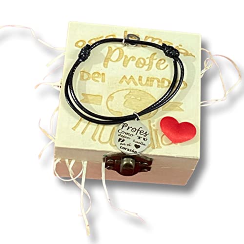 Lote pulsera+estuche para profesoras personalizado, especial fin de curso, regalo original maestras de colegios e institutos