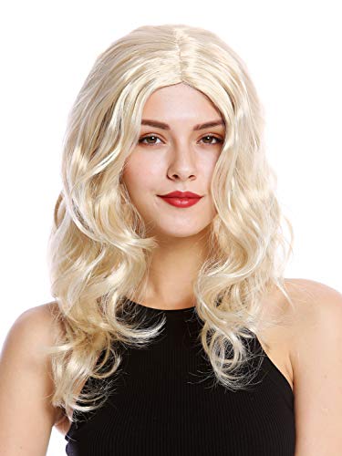 WIG ME UP- 90831-ZA83 Peluca Mujer para Carnaval Halloween Largo Ondulado Raya Medio Rubio