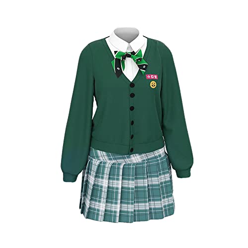 IUTOYYE 4 unidades de uniformes escolares JK Disfraz Cosplay Carnaval Top Corea Serie TV Navidad Halloween para mujer niña (S, verde)