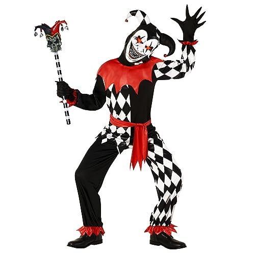 Morph Costumes Disfraz Bufon Niño con Luces, Disfraz Arlequin Niño, Disfraz Bufon Niña, Disfraz Payaso Niño Halloween, Disfraz Arlequín Niño, Disfraz Miedo Niño, Disfraz Halloween Niño Talla L