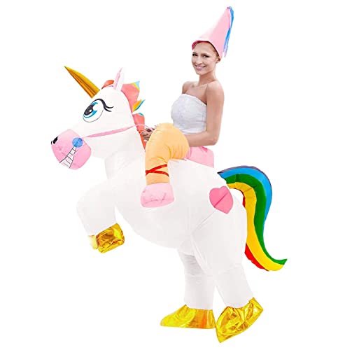 Disfraz de Unicornio mágico Hinchable | Disfraz Inflable Divertido | Tamaño Adulto | Poliéster Cómodo | Resistente | Sistema de inflación Incluido | OriginalCup®