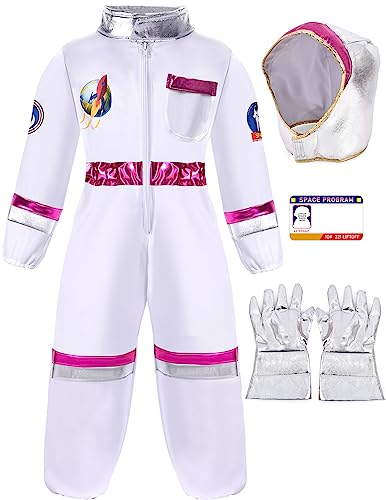 Tacobear Disfraz Astronauta Niño con Astronauta Casco Guantes Juego de Roles Astronauta Disfraz Carnaval Halloween para Niños Niñas