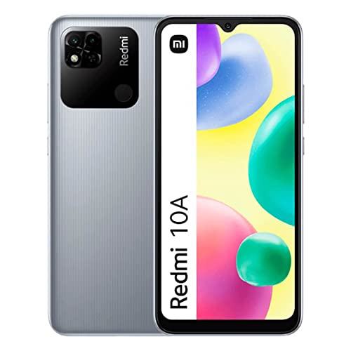 Xiaomi Redmi 10A Smartphone, Pantalla Dot Drop de 6,53', batería de 5000 mAh, cámara de 13 MP, 4+128 GB, Cromo Plateado