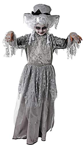 Gojoy Shop- Disfraz de Zombi Victoriana para Niños y Niñas Halloween Carnaval, (Contiene:Sombrero,Vestido y Mochila de Cuerdas.4 Tallas Diferentes) (3-4 AÑOS)