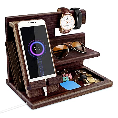 Regalos Originales para Hombre Soporte para Movil Madera Regalo Papa Soporte de Carga para teléfonos Llaves Carteras Organizador Navidad Regalos Hombre Cumpleanos Regalos Aniversario para Hombres