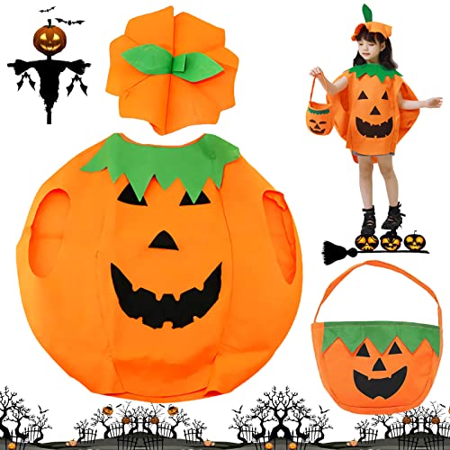 Shinybox Disfraz de Calabaza para Niños, Disfraz de Calabaza con Sombrero y Bolsa de Dulces de Calabaza, Fiesta de Disfraces de Halloween, Halloween Carnaval Carnaval Cosplay