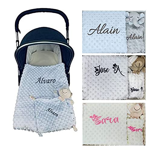 Danielstore Set de Manta + Dou Dou Personalizado con Nombre Bordado Baby Shower