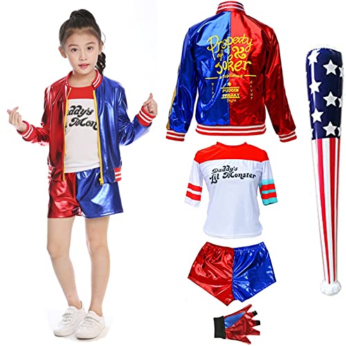 Disfraces de Cosplay para niños El Kit de Disfraces de Halloween Incluye Chaqueta, Camiseta, Pantalones Cortos y Guantes para el Accesorio de Traje de Fiesta de Carnaval (Juego de 4 Piezas) (130)