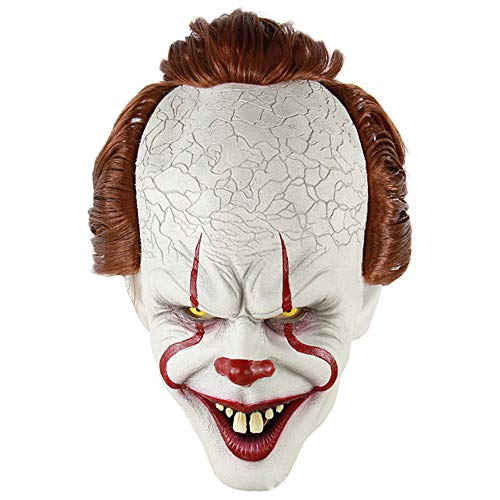 LePyCos Stephen King's It Máscara con Horrible Boca Sangrienta y Cabello Pennywise Disfraz de Halloween