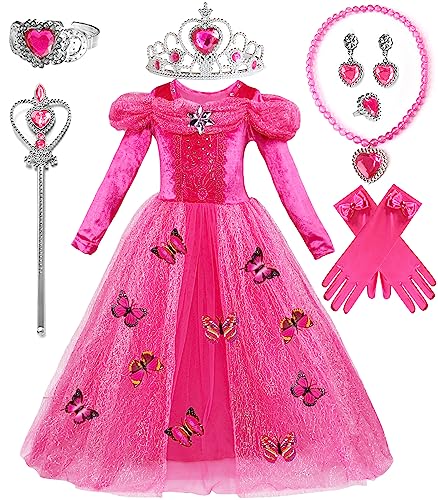 Le SSara De Mmanga Larga de la Muchacha de la Princesa de Disfraces de Niño Vestido de Bola de Fantasía Vestido de Mariposa con Accesorios (L(RS),110)