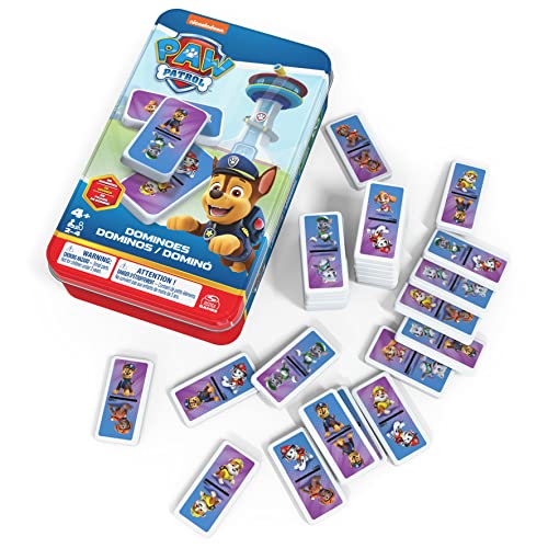 JUEGOS DE MESA - PATRULLA CANINA DOMINÓ INFANTIL - Dominó Juego de Mesa Divertido de 28 fichas con Maletín de Transporte Metálico - 2-4 Jugadores - 6067468 - Juegos de Mesa Niños 4 años +