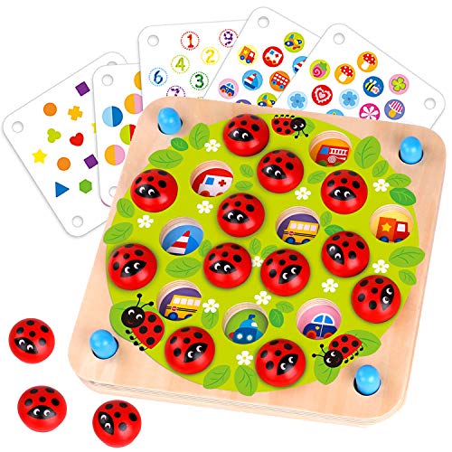 Nene Toys Juego de Memoria de Madera para Niños y Niñas 3 4 5 años – Juego de Mesa Familiar con 10 Plantillas - Colorido Juguete Educativo Infantil Que Estimula el Desarrollo Cognitivo