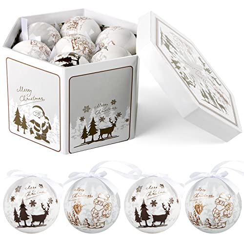ABXMAS Juego de Adornos Navideños, Bolas de Polietileno Irrompibles para Navidad 14 Piezas, Bolas Colgantes Decorativas para la Decoración del Árbol de la Fiesta en el Hogar