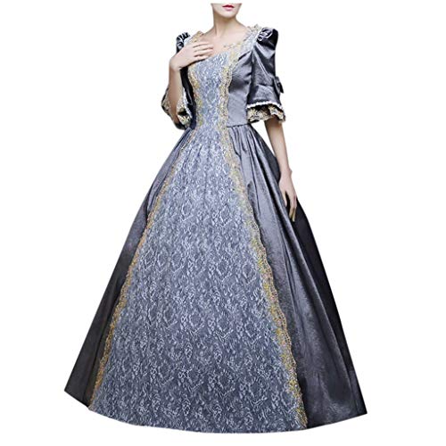riou Halloween Disfraz Dama Vestidos Medieval Mujer Color Sólido Gótico Vestido irregular Manga Media Vestido Ceremonia Mujer Disfraces Medievales Princesa Reina Bruja