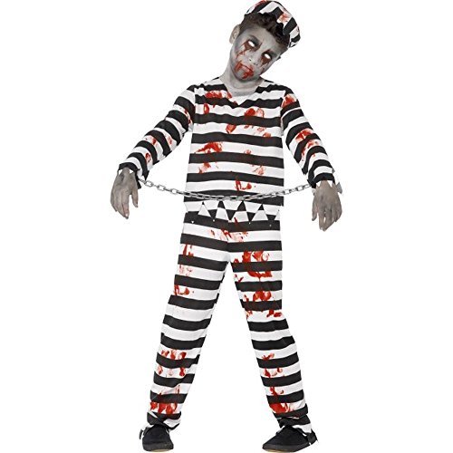 Smiffy's 44326M - Disfraz de zombi convicto, color negro y blanco, talla M (para 7-9 anos)