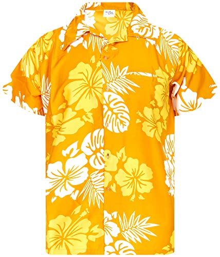 KING KAMEHA - Camisa hawaiana de manga corta para hombre, cierre de botones, diseño playero floral, Large