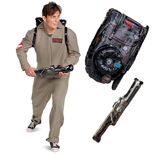 Disguise Licencia Oficial-Disfraz Cazafantasmas Adulto con Mochila Cazafantasmas de Protones,Disfraz Cazafantasmas Mujer y Hombre,Disfraz Halloween Cazafantasmas,Disfraz Carnaval Adulto Talla L
