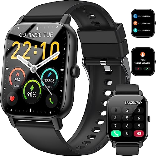 Reloj Inteligente Hombre Mujer, 1.85' Smartwatch con Llamadas Bluetooth, Smart Watch Pulsómetro/Monitor de Sueño/Podómetro, 110+ Modos Deportivos Impermeable IP68 Pulsera Actividad para Android iOS