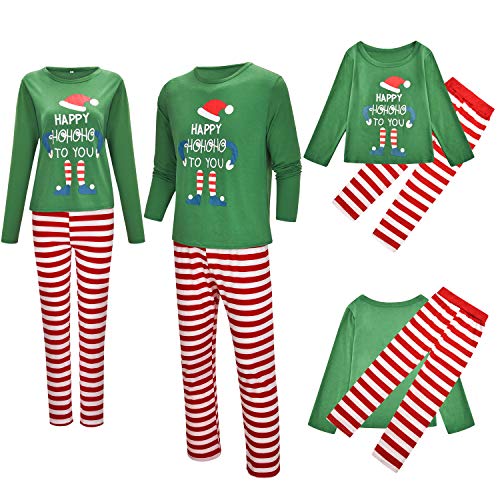 TMOYJPX Pijama Navidad Familia a Raya Conjuntos Hombres Mujeres Niños, Pijamas Familiares Iguales a Juego - Pijamas Navideños Pareja Divertidos