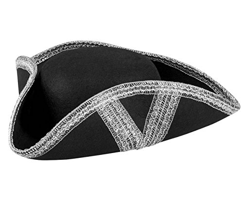 Boland 04015 - Sombrero Pirat Royal, Fortune, Plateado/Negro, Fieltro, Cenefa, triencaje, ladrón de mar, capitán, corsario, Carnaval, Halloween, Carnaval, Fiesta, temática, Disfraz, Teatro, Accesorio