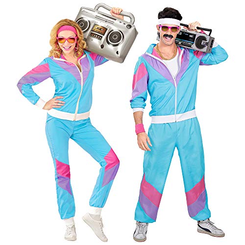 Widmann - Disfraz Chándal años 80, chaqueta y pantalón, traje assi, traje chav, estilo retro, fiesta mal gusto, años 80, carnaval