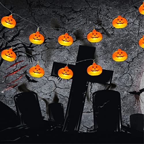 Richonour Luces Halloween,3M 20LED Halloween Calabaza Cadena de Luces,Calabaza halloween con luz,Guirnalda Halloween Calabaza luz para decoracion Halloween de Interiores y Exteriores Blanco Cálido