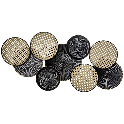 HOMCOM Decoración de Pared de Metal 3D Diseño de Círculos 100x48 cm Escultura de Pared Adornos de Pared Metálicos para Salón Dormitorio Cocina Negro y Marrón