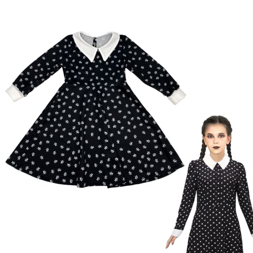 MAGIC SELECT Disfraz de Miércoles Addams. Vestido de Merlina de la Familia Addams, Nevermore Academy. Uniforme Wednesday para Carnaval Cosplay. Talla 6 años. Estampado de Flores.