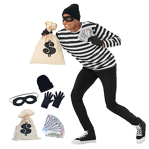 Morph Costumes Disfraz Ladron Adulto, Disfraz Ladron Hombre, Disfraz Ladron Mujer, Disfraz Caco Adulto, Disfraz Ladrón Hombre, Disfraz Ladrona, Disfraz Carnaval Adulto Talla M