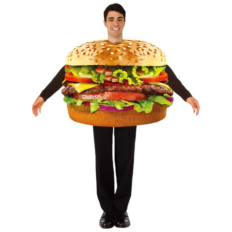 thematys Disfraz de hamburguesas de comida rápida para hamburguesas, de una sola pieza, para adultos, en talla única, disfraz para carnaval, semana temática y cosplay (Burger Style1)