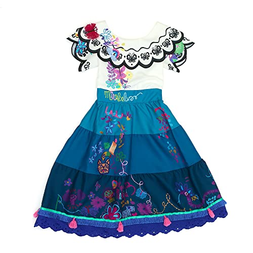 Disney Disfraz infantil de Mirabel, Store, Encanto, traje de una sola pieza, vestido con parches y detalles bordados, disfraz infantil, disfraz para Halloween o para jugar.