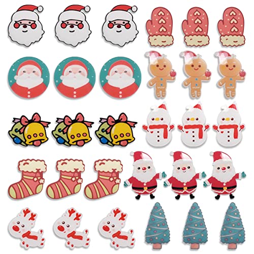 NC Broches Navidad 30 Piezas Broche Insignia TAIZER Pines Solapa Broche Lindo Juego Agujas Dibujos Animados Broches Navidad Ciervos Broches árbol Navidad para Joyería Regalo Adornos Navideños