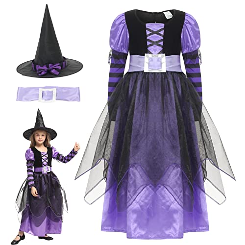 GEMVIE Disfraz de Halloween para niña，disfraz de bruja El Mago de Oz Cosplay Party infantil 3-12 años ( 4-6 años)