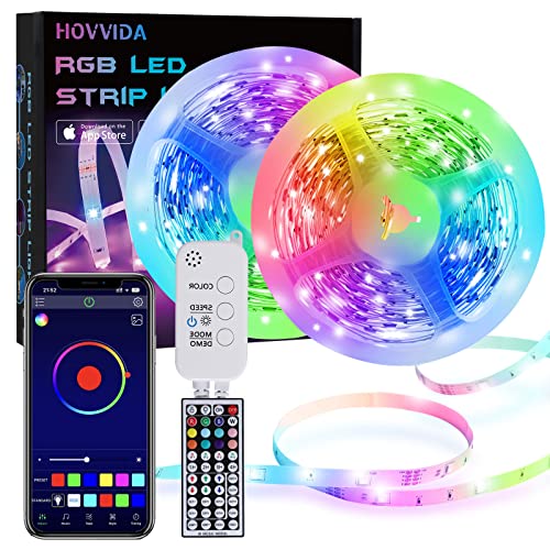 HOVVIDA Luces LED, Tiras LED 15 Metros 270 LED RGB 5050, Luces LED Habitación, Mando a Distancia y APP, 16 Milliones de Colores para Decoración Navidad Fiestas Casa Dormitorio Cocina
