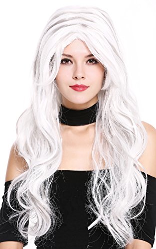 WIG ME UP- 91529-ZA60+ZA68A Peluca Mujer Carnaval Halloween Cosplay Mezcla Gris Blanco odulado Largo Raya Medio