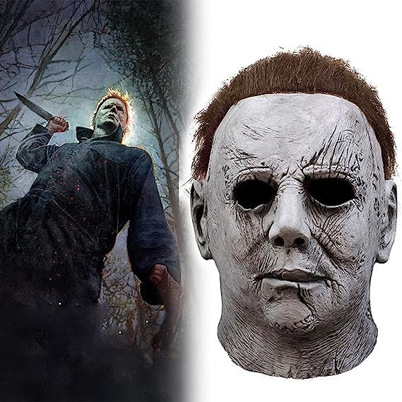 XUJAIOLQP Máscara de Halloween, máscara de Michael Myers, máscara de látex para adultos, máscara de monstruo espeluznante para decoraciones de fiesta de Halloween, decoración de terror de Halloween,