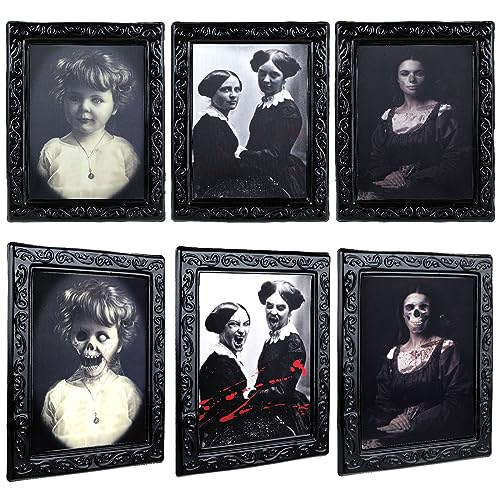 Decoraciones de Halloween 3D Cambio de Cara Horror en movimiento gótico Retratos Marco, Scary Wall Decoración Marco de la fiesta de Halloween Decoración de la Casa Embrujada Atrezzo (3 Pack)
