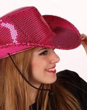 Sombrero Cowboy Rosa con Lentejuelas