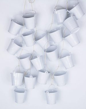 20pcs Mini Cubos de Metal Color Blanco para Invitados Boda Candy Bar con Dulces Caramelos Decoracion Mesas Cajas Altura 5,2cm Diametro 5,8cm y 4,2cm
