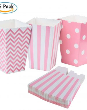 36PCS Mini Caja de Fiesta de Palomitas Contenedor de Dulces, Las Palomitas y Los Regalos - Rosa